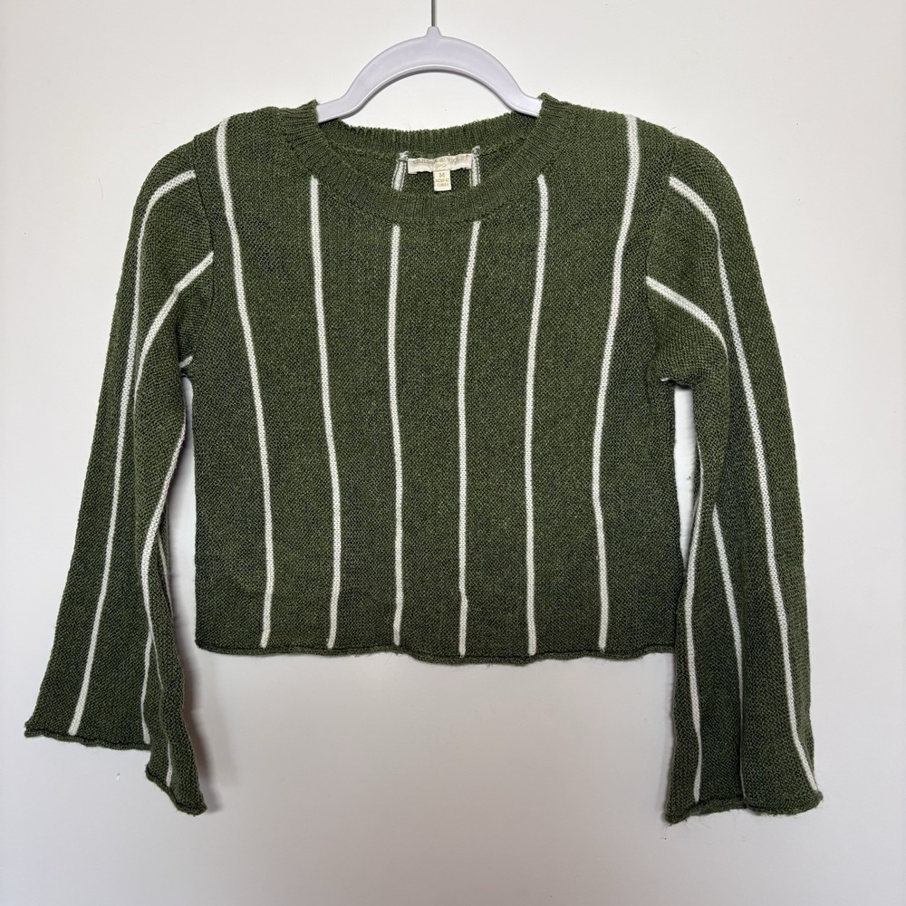 Chelsea‎ & Violet Girls Green Striped Sweater Size Medium Y2K Cottagecore Preppy